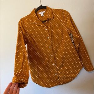 Old Navy The Classic Shirt Long Sleeve Button Down Polka Dot Shirt